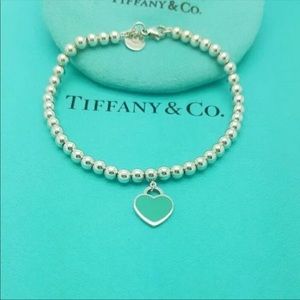 Tiffany silver enamel heart bracelet